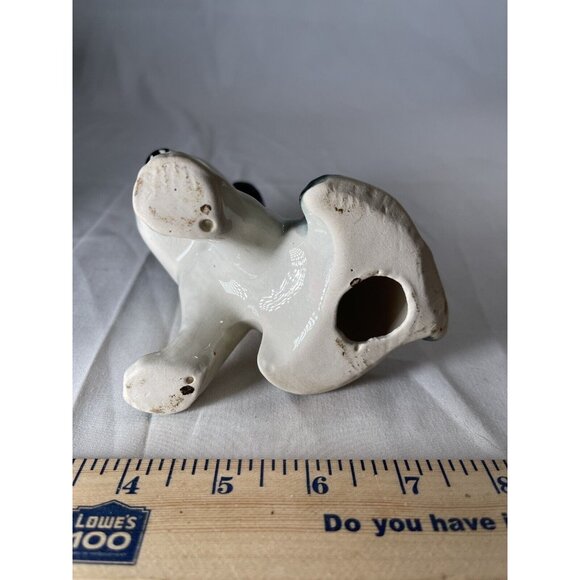 VTG MCM Ceramin Scottie Terrier Dog Black (Green Tint) White Figurine Whtnot #1 - Picture 5 of 5